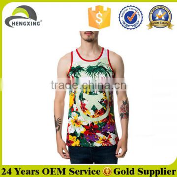 Wholesale Floral Printing Mens Custom Tank Top