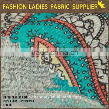 100% Printed Rayon Fabric Shaoxing Reactive Prints Fashion Woven Fabric for Lady Dress photo-3