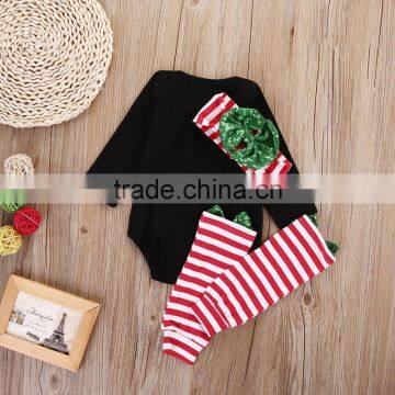 Latest Design Newborn Baby Clothes 2017 Hot Sale Cotton Kid Black Clothing Printed Baby Christmas Baby Romper photo-4