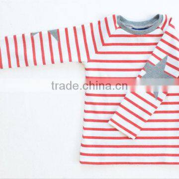 Latest Promotional Logo Baby Clothes Cheap Hot Sale Fashion Wholesale Kids Boutique Stripe Long Sleeve100%cotton T-shirt photo-2