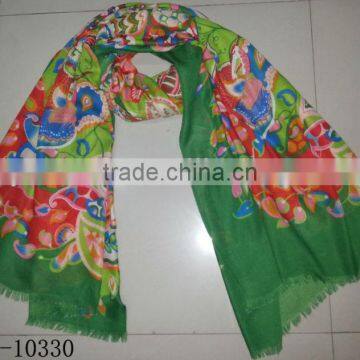 Fashion designer shawl with flower printing as twill pattern