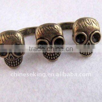 metal alloy skull stye double rings, POP vintage rings,exotic finger rings