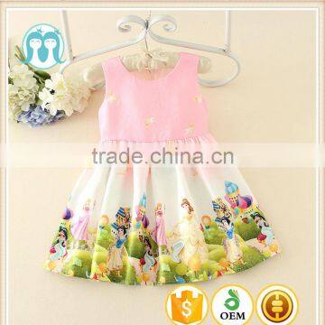 Hot sale Vietnam Pink Boutique girl clothing baby girl party dress children frocks designs Lovely Cartoon Princess dresses