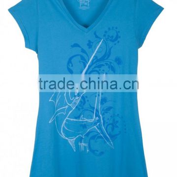 comfortable fit V-neck styling good quality colorful plain v neck wholesale short sleeve women t shirt