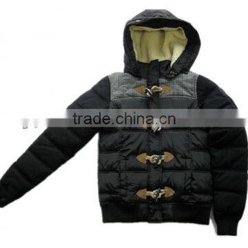 European Fashion Winter Coats Joint Fabric Leather Patches Anorak Jacket