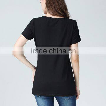 Blank Short Sleeve Maternity Clothes Hide Opening Breastfeeding Clothing Month of Service Nursing T-shirts photo-3