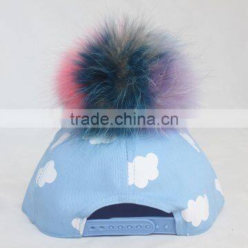 Myfur Baby Boy Spring Baseball Cap Wholesale With Detachable Colorful Raccoon Fur Ponpon photo-3