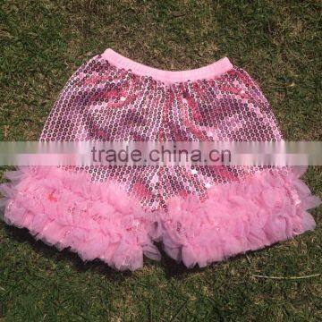 Hot Sale Fashion Girl Glitter Short Many Colors Sequin Shorts for Grils Ruffle Shorts photo-3