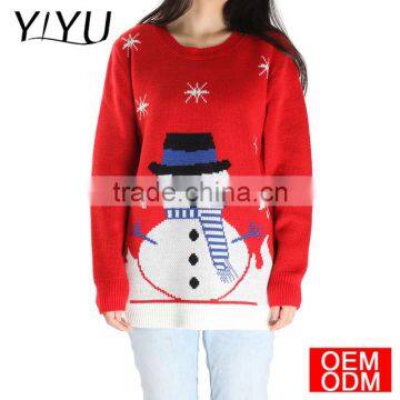 Custom Women Plus Size Jacquard Snowman Knitting Patterns Christmas Sweater photo-2