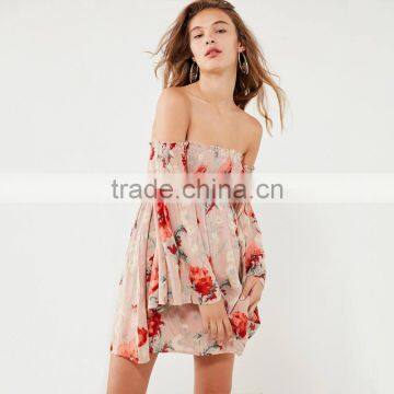 Smocked Bodice Full Sleeve Mini Dress SS18 Floral Printed Womenswear photo-6