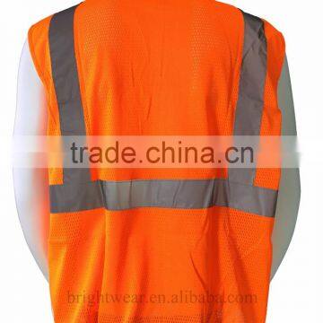 ANSI 107-2015 Polyester Orange Mesh Fluorescent Vest
