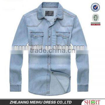 new fashion style slim fit dress denim shirts for men with two pockets and long sleeves