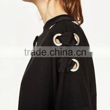 Womens Pullover Black Buckle Cool Hoodies Oversized Sweatshirts photo-3