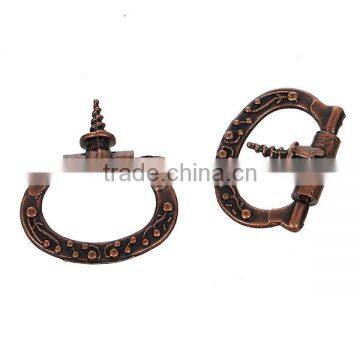 Zinc Based Alloy Oval Antique Copper Pattern Carved Jewelry Wooden Box Pull Handle Knobs photo-3