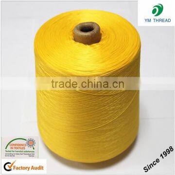 Dyed Pattern 100% polyester spun knitting yarn 32s/1 bedsheet manufacturer in China