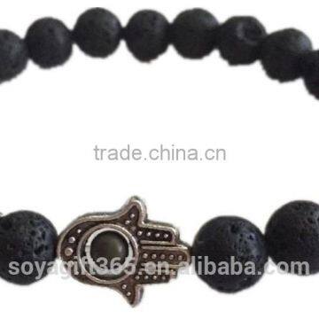 2015 fashion DIY black melted rock palm Yoga Bracelet