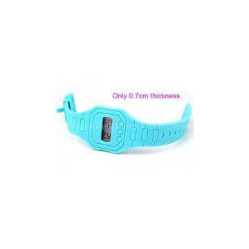 Custom Water Resistant 10 m or 30 m Blue Silicone Promotion Gift Ultra Thin Digital Watch