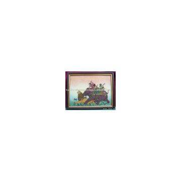 Raja Hunting a Tiger, Sitting on Elephant, Gem Stone Painting, Art aft
