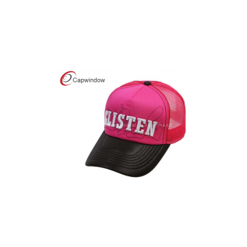 Cherry Red 3D Embroidery Logo Trucker Mesh Caps With Multi Spandex Fabric