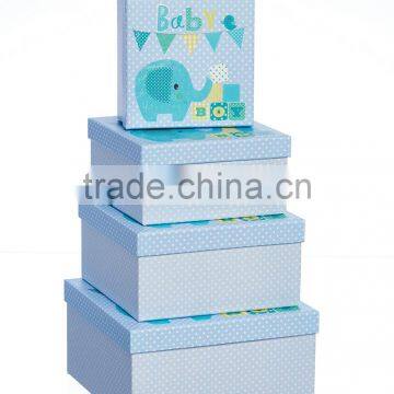 Gift Boxes 2016- Blue Elephant - Nest of 4 Square Gift Packaging Box Sets