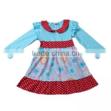 2016 wholesale children clothing usa knit cotton floral pattern girls cotton frock designs