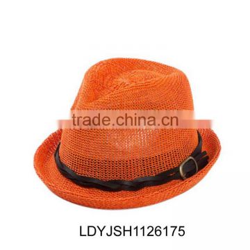 Graceful girls' straw hat with bowknot decorated