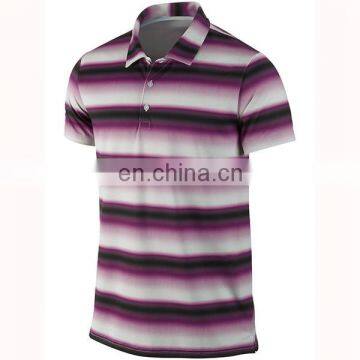 Factory price sublimation printing purple stripe man golf shirt