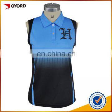 custom sublimated womens sleeveless polo shirt