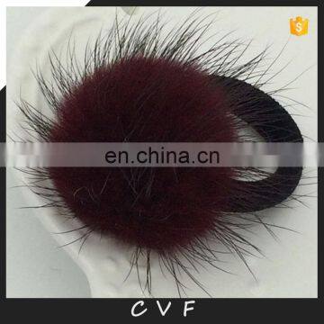 Cute small round mink fur ball hair accessory for kids girl decoration