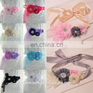 Colors Sashes Kids Flower Sash Belts Outfit Sash