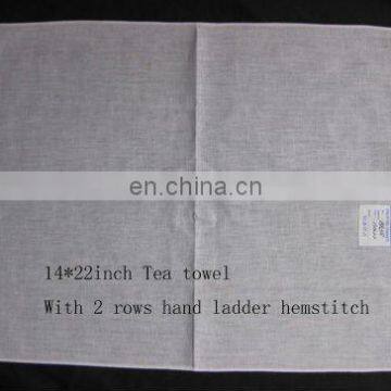 Hemstitched linen tea towel