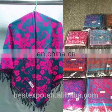 wholesale new flower shawl with tassel cashmere blanket