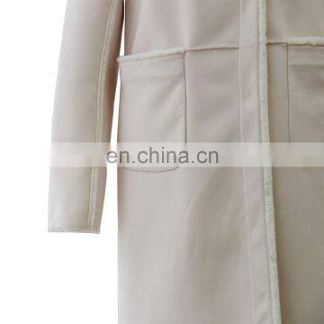 Ladies Korean Style Winter Latest Design Pink Long Coat With Two Big Pockets photo-3