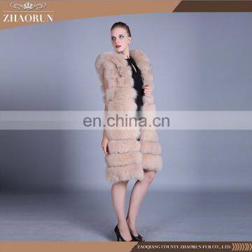 Hot-Selling fur coat hooded / real fur vest women fur coat