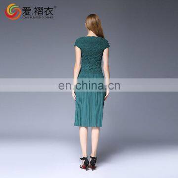 2016 Korea Style Round-Neck Chiffon Dress Wholesales PLeated Dress photo-5