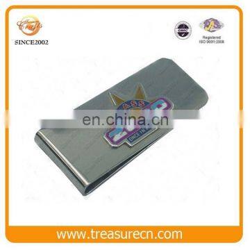 Custom Stainless Iron Metal Folding Money Clip With Embossed Enamel Logo