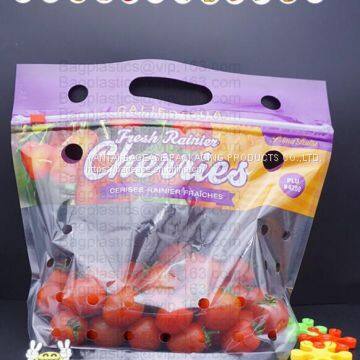 Fresh Vegetables Packaging Plastic Bag, Fresh Fruit & Vegetable Packaging Plastic Fruit Bag with Handle, breathable opp