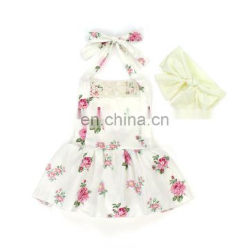 Toddler Girl Flower Dressy Romper and Lace Headwrap Baby Boho Playsuit Cute Baby Clothes