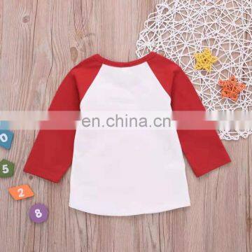 2019 Valentine Day Girls Letter Print Cotton Tshirt Tops Shirt for Girls Raglan Sleeve Cloth 1-5T photo-2