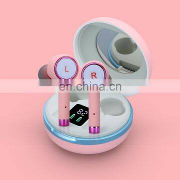 2021 New Girl Gifts bt 5.1 Auto Pair Touching Sport Wireless Mini Tws Earphones Earbuds Headphone With Mirror photo-3