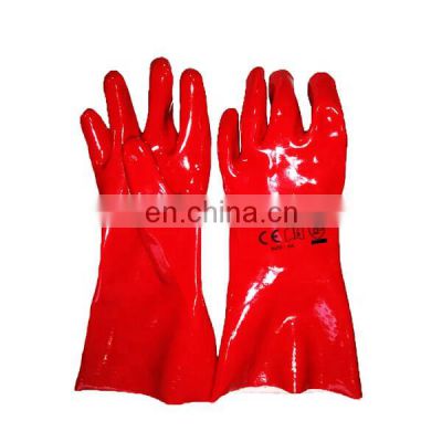 PVC Red Gauntlet Cuff Liquid And Chemical Resistant Heavy Duty Work Work Gloves w