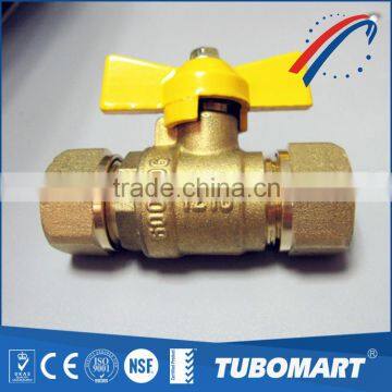 Tubomart 16mm pap pipe gas valve brass butterfly ball valve with CE approve