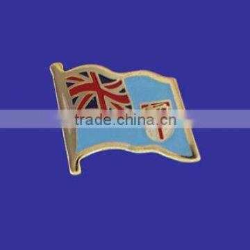 Custom design high quality cloisonne hard enamel filled Fiji World Flag Lapel Pin