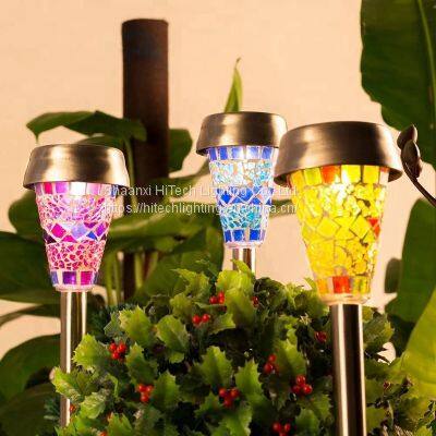 Mosaic Solar Outdoor Lawn Light Waterproof Ip55 Stainless Steel Garden Led Decoration Light for Landscape Yard Pathway