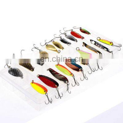 20pcs/set Metal Fishing Lures Bass Spoon Crank Bait Saltwater Tackle Hooks Fishing Lures Hard Sequin Paillette Baits Set