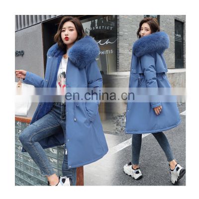 Parkas Cotton-padded jacket women 2021 winter new cotton-padded jacket women Korean mid-length large fur collar lining jack