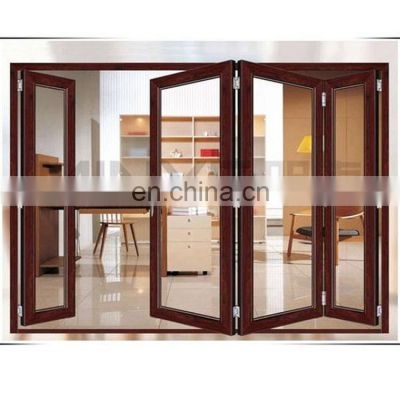 cheap price wood grain patio accordion glass lock aluminum bifold door