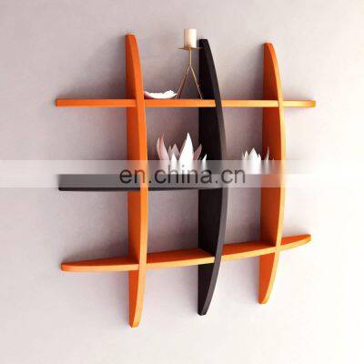 Globe Shape MDF Floating Wall Shelf, Orange and Black