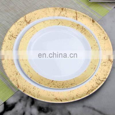 Best Selling 7 / 10 Inch Round Gold Rim Plastic Plate photo-4