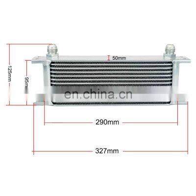 AUSO Universal 13 Rows Oil Cooler Kit Oil Filter Sandwich Adapter With Nylon Stainless Steel Braided AN10